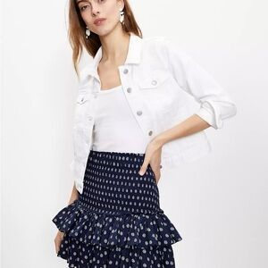 Navy Shell Smocked Ruffle Skirt
